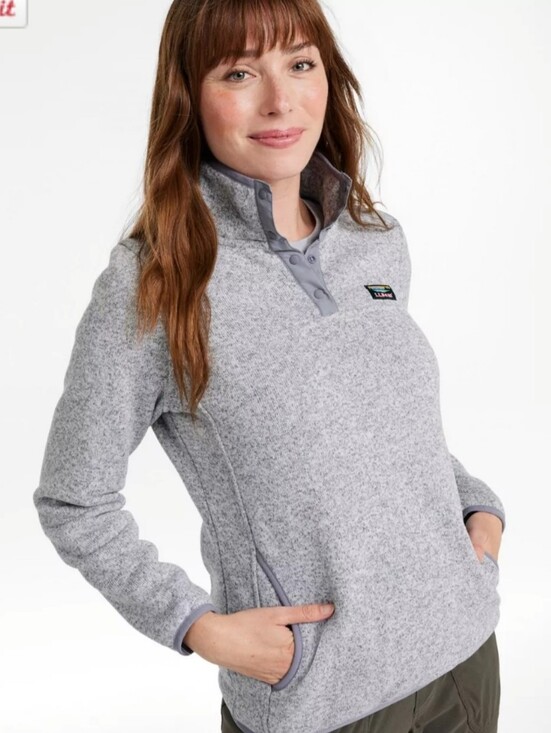 L.L. Bean Sweaters - LL BEAN MED. SWEATER FLEECE PULLOVER PEWTER HEATHERED GREY LONG SLEEVES